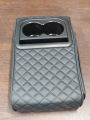 Auto Center Console Armrest Cushion With 2 Cup Holder Phone Holder PU Leather Armrest Pad Portable Car Amrest Pillow Height Pad..