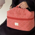 Plaid Makeup Bag Large Capacity Portable Cosmetic Bag For Women Girls Skincare Toiletry Bag Multifunctional Cute Wallet Pouch.