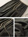 Summer Retro Cotton Linen Loose Harem Pants Elastic Drawstring Waist Casual Pants Basic Versatility Wide-leg Ankle-Length Pants.