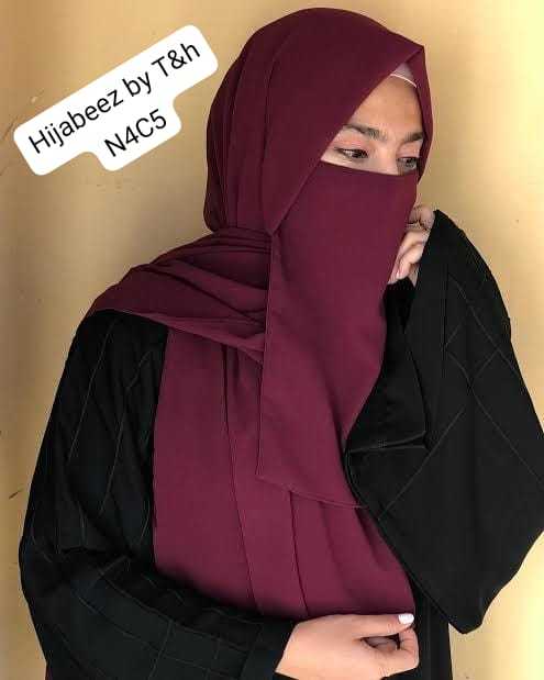 Hijabeez 
BY T&h collection
Artical hand work nikab scarf set
Stuff imported china chiffon 
Size nikab length 15 inch weidth 12 inch
Scarf length 72 inch weidth 30 inch