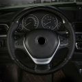 Universal Leather Steering Wheel Cover Carbon Fiber Pattern Fashion Sport Hand Stitches Soft Anti - Slip. 
