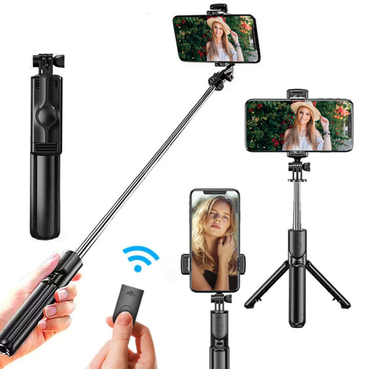 Wireless Selfie Stick Tripod Stand with Light Bluetooth Remote Extendable for iPhone Mobile Phone Tk Live Streaming
