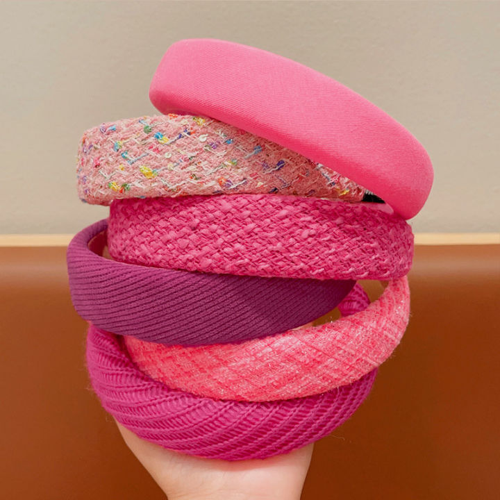 Rose%20Pink%20Sponge%20Headband%20for%20Women%20Temperament%20Knitted%20Headband%20Cute%20Girl%20Washing%20Face%20Hair%20Band%20-%20Image%205