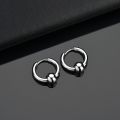 2pcs Stainless Steel Hoop Earrings For Men Small Circle Metal Ball Anti-allergic Ear Buckle Rock Hip Hop Artificial Jewelry. 