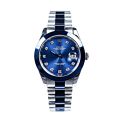 Luxury Two-Tone Stainless Steel Watch for Men - Silver & Blue Chain Wristwatch with Working Date - Waterproof Business Casual Analog Watch for Gents - New 2026 Fashion Timepiece with Gift Box. 