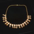 Exquisite Shiny MUSTARD Pearl And Crystal Studded Necklace Set, Wedding Jewelry Set, Golden Jewelry Set, Kundan Jewelry Set. 