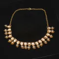 Exquisite Shiny MUSTARD Pearl And Crystal Studded Necklace Set, Wedding Jewelry Set, Golden Jewelry Set, Kundan Jewelry Set. 