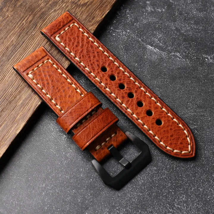 Handmade%20High-end%20Genuine%20Leather,%2020MM%2022MM%2024MM%2026MM%20Brown%20Vintage%20Men's%20Bracelet%20for%20PAM111%20441,Genuine%20Leather%20Bracelet%20-%20Image%202