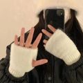 Warm Plush Half-finger Gloves for Women Autumn Winter Versatile Cute Cold-proof Half-finger Gloves Chirstmas .