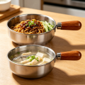 1pc Stainless Steel Pot with Heat-Resistant Wooden Handle - Induction Compatible, Non-Slip Base, Even Heat Distribution Milk Pot. 