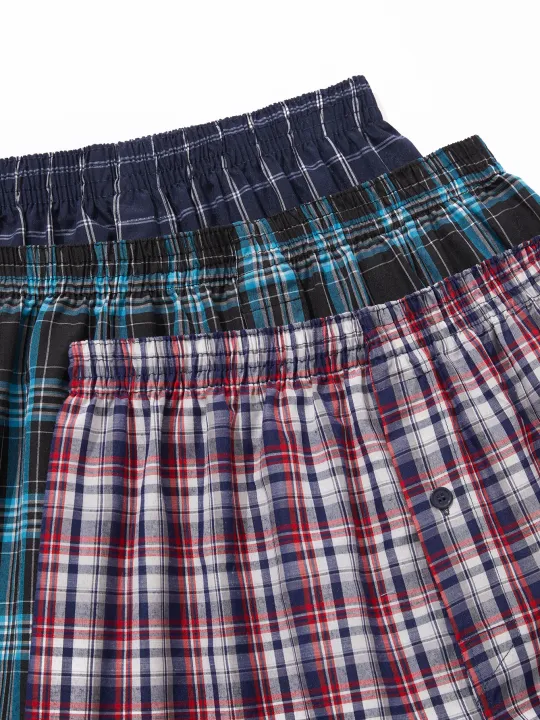 JupiterSecret%206%20Pcs%20Boxer%20Shorts%20Casual%20Plaid%20Elastic%20Waistband%20Button%20Mens%20Boxer%20Underwear%20Woven%20Shorts%20For%20Home%20Random%20Color%20-%20Image%206