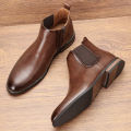 Chelsea Men Boots Fashion Brand Comfortable Leather Ankle Boots.