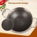 Steel Triply Honey Comb Non stick Kadai 24 cm. 