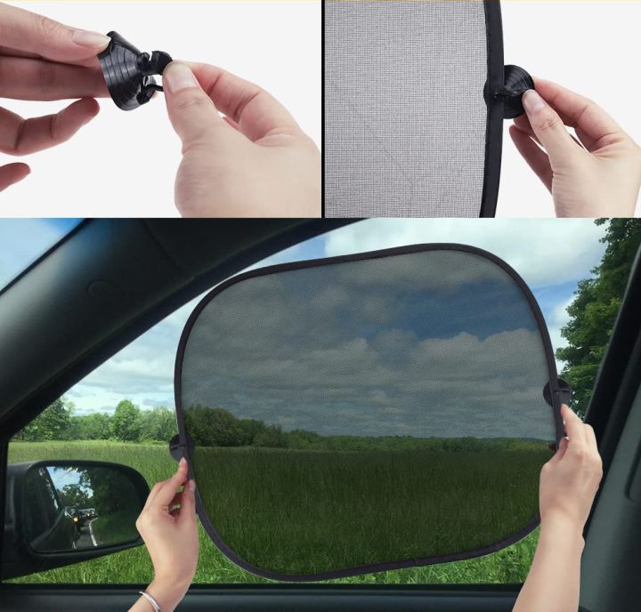 2Pc Universal Car Side Window Curtain Foldable Sun Shade Blinds