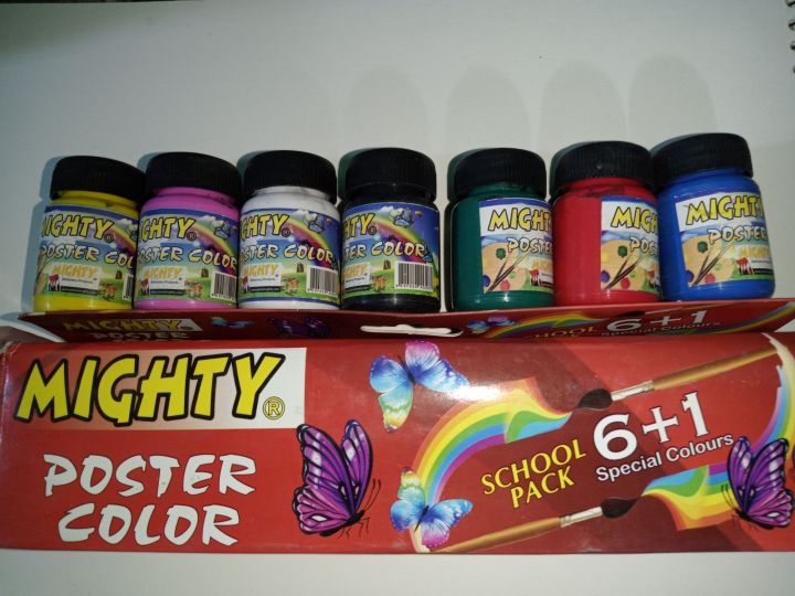 Mighty Color Mighty 6+1 poster color 7 color in a box | Daraz.pk