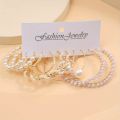 5 Pairs Elegant Wrapped Imitation Pearl Round Hoop Earrings Exaggerated Geometry Big Round Earrings Women's Party Set Jewelry.