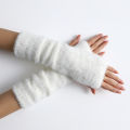 Botvotee Fall Winter Women Arm Warmers Mink-Like Velvet Fingerless Gloves Y2K Wrist Warmers.