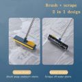 Floor Scrubbing Brush with Long Handle,Squeegee and Comb，Hard Bristle Sweeping Broom for Tiles,Cleaning Pet Hairs, Sofa, Window, Carpet, Bathroom and Hard-to-Reach Corners. 