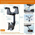 Car Rearview Mirror Phone Holder 360° Retractable Rotatable Cell Phone Holder Clip Mobile Phone  Support Phone Mount Stand. 
