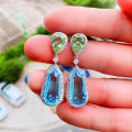 Huitan Colorful Bridal Dangle Earrings for Wedding Inlaid Geometric Cubic Zirconia Top Quality Women Earrings Luxury Jewelry New.