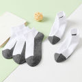 7 Pairs of Kids Cotton Blend Ankle Socks, Student Socks, Mesh Design, Solid Color, Comfortable, Breathable, Durable. 