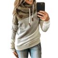 2024 European and American Fashion New Autumn and Winter Patchwork Hooded Fleece Loose Sweatshirt. 