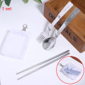 New 1Pc/3Pcs Portable Outdoor Cutleries Stainless Steel Spoon Fork Chopstick For Camping Travel School Use Folding Tablewares.