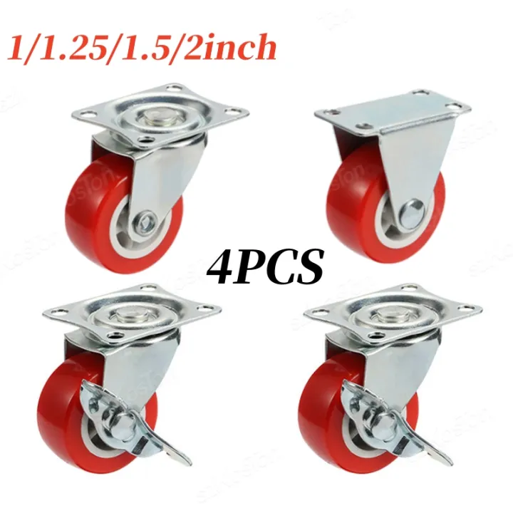 4Pcs/lot%201-2inch%20Furniture%20Caster%20PVC%20Red%20Universal%20Wheel%20Swivel%20Caster%20Roller%20Wheel%20For%20Platform%20Trolley%20Accessory%20-%20Image%202