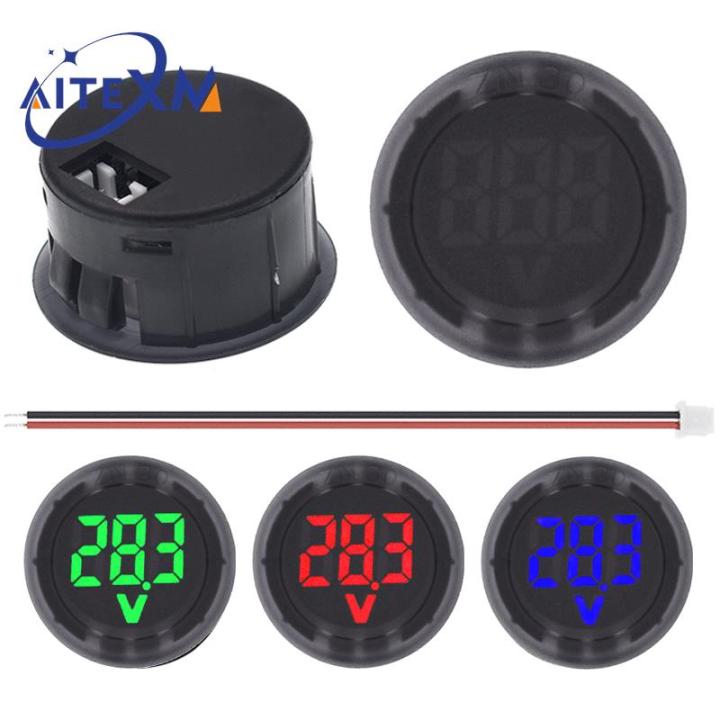 DC5-100V Digital Voltmeter LED Digital Display Circular Voltmeter Car Voltage Current Meter Volt Detector Tester Monitor Panel