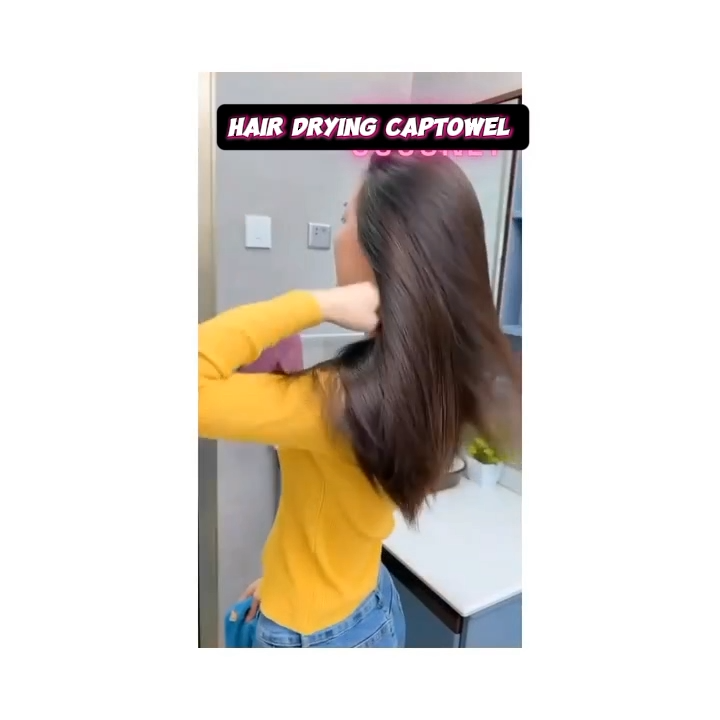 Best Hair Drying Cap Towel Hair Wrap Towel Quick Dry Cap Towel 100% Cotton Turban Style Hair Wrap Cap Towel With Button Supper Absorbent Quick Dry Best for Specially Sauna Bath and All Commercial Parlor use Multi Color