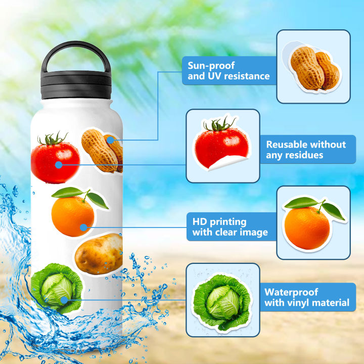 50PCS%20Vivid%20Fruit%20&%20Vegetables(Grape%20Cherry%20Carrot%20Broccoli)%20Stickers%20Pack%20,Waterproof%20Vinyl%20Stickers%20for%20Laptop%20phone%20-%20Image%203