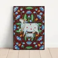 F-Indian Art Cow and Lotus Golden Poster Kraft Club Bar Paper Vintage Poster Wall Art Painting Bedroom Study Stickers. 
