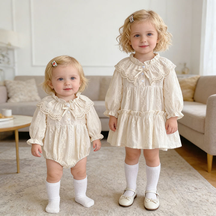 Autumn%20Sisters%20Dress%20Baby%20Bodysuit%20Flower%20Embroidery%20Dress%20For%20Infant%20Girls%20Toddler%20Outfit%20Sisters%20Lace%20Collar%20Princess%20Dress%20-%20Image%202