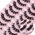 10 Pairs Russian Strip Lashes D Curl Fake Lashes Natural Look Fluffy Volume Wispy Russian Lashes 3D Effect Fake Eyelashes. 