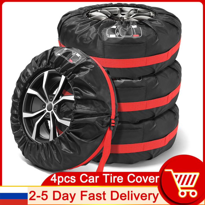 AD 4pcs Storage Bags Tire Cover Case Car Spare Tire Cover Storage Bag for Cars Wheel Accessories Portable Wheel Bags Dust-proof