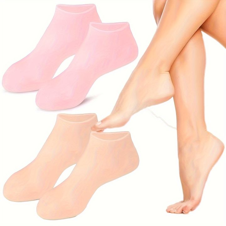 2 Pack Moisturizing Silicone Gel Socks for Dry Cracked Feet Nourishing Skin Lubricating Foot Care Massage Socks freshfeet