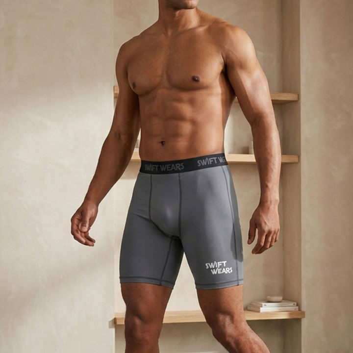 The Swift Wears Men's Gym Compression boxers for men Shorts Lycra Spandex Summer Breathable Athletic Fitness Underwear Trunks