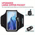 HAISSKY 7.0 Large Zipper Running Sports Armband For iPhone 16 15 14 13 12 Pro Max 15 Plus Samsung S24 Ultra Anti-Fall Arm Pouch. 