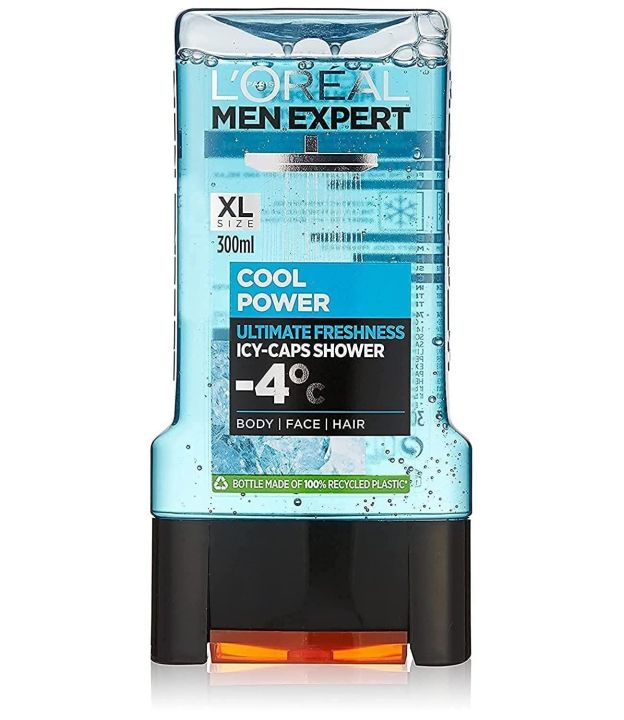 L’Oréal Men Expert Cool Power Duschgel, 300 Ml – Mit Cryo-Caps Für Eiskaltes Frischegefühl (-3 °C), Für Körper, Gesicht & Haare