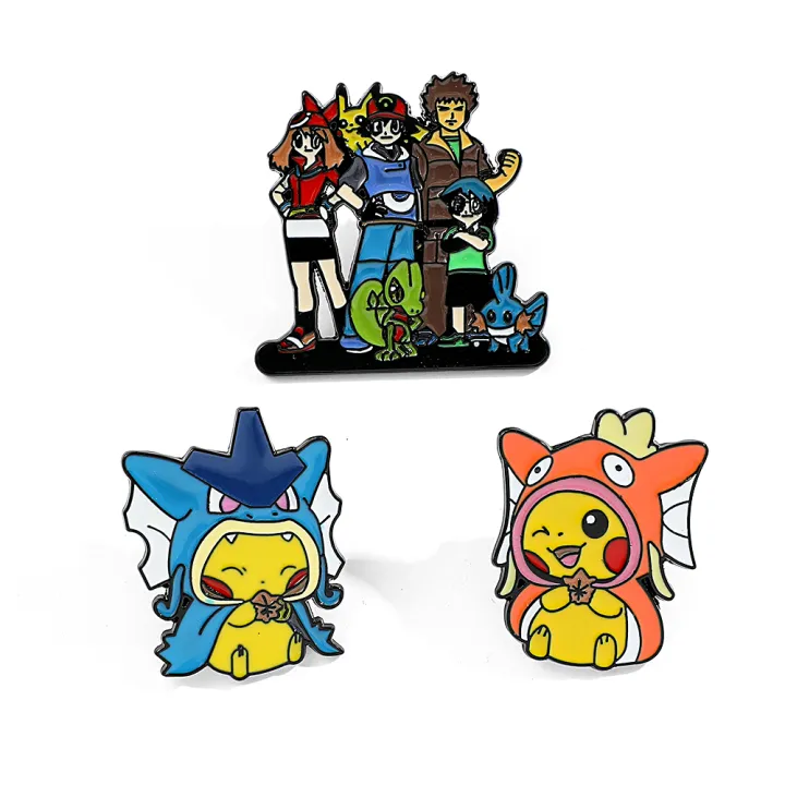 Cute Cartoon Elf Pikachu Magikarp Ash Ketchum Enamel Pin Brooch Metal ...