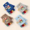 1 Pair Kids Boys Girls Cartoon Excavator Half Finger Flip Cover Winter Warm Gloves, Toddler Outdoor Knitted Cold-Proof Mittens. 