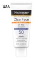 Neutrogena Clear Face Sunscreen Lotion for Acne-Prone Skin, Broad Spectrum SPF 50 Facial Sunscreen for Oily Skin, Oil-, Fragrance- & Oxybenzone-Free Water Resistant Sunscreen, 3 fl. oz. 