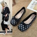 Spring Butterfly-knot Women Dot Ballet Flats Comfort Shallow Square Toe Slip on Shoes Ladies Eelgant Dress Mary Jane Shoes.