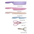 Colorful Knife Set for 6 Pieces, High Carbon Steel Kitchen Knife Set, Environmental Wheat Straw Material Handle, Sharp All-purpose Professional Chef Knife with Gift Box YIPFUNG. 
