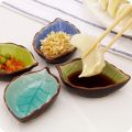 1/4PCS Leaves Ceramic Saucer Creative Ice Crack Glaze Leaf Ceramic Seasoning Soy Sauce Vinegar Plates Kitchen Multi-Purpose Dish.