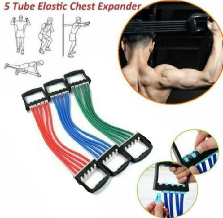 5 Tubes Elastic Chest Expander Silicone High Quality