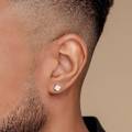 Classic Men's Earrings, Silver Square Stud Earrings For Men, Simple CZ Earrings, Men's Jewelry, Men's Gift, Gift For Boyfriend Husband Him. 