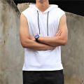 Men's Cotton Hoddies Sleeveless Muscle Gym Sport Slim Vest Bodybuilding Hooded Hip-Hop Streatwear Workout T-shirt. 