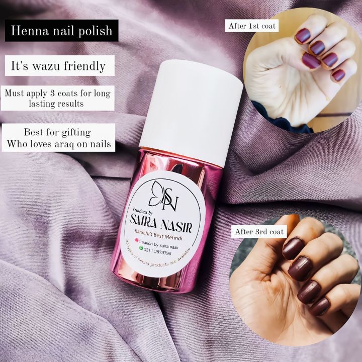 Henna nail polish Nail araq in a bottle wazu friendly ناخن عرق