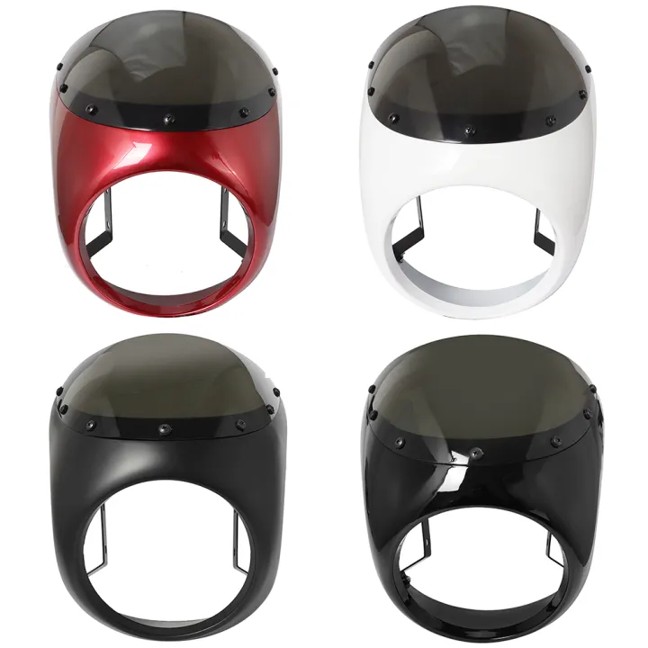 Motorcycle%20Red/White%20Front%20Headlight%20Fairing%20Windshield%20For%20Cafe%20Racer%20Honda%20Universal%207inch/16.5~18cm%20Retro%20Headlamp%20Windscreen%20-%20Image%203
